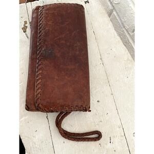 HOBO Distressed Leather Zip Wallet Wristlet | Soft Well Worn Patina